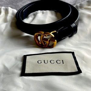 Black GG Marmont Thin Gucci Belt, size small